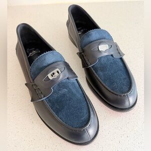 Christian Louboutin Penny suede-trimmed leather loafers size EU 39.5 US 9.5